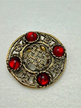 Vintage Tie Rack Red Gem Celtic Scarf clip